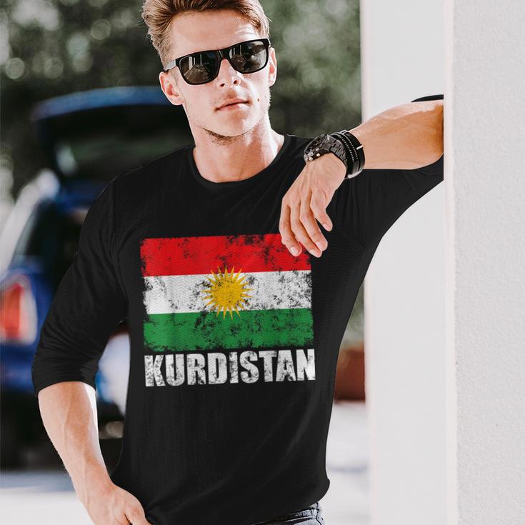 Kurdistan Flag Rojava Kurdish Kurds Langarmshirts Geschenke für Ihn