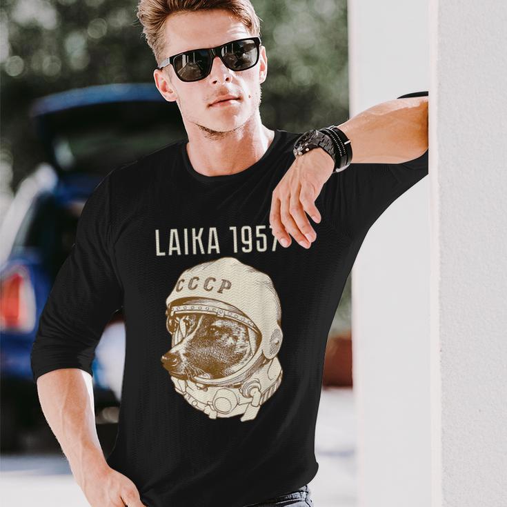 Laika Dog Sputnik Space Space Ussr Langarmshirts Geschenke für Ihn