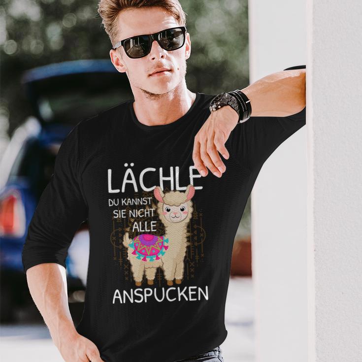 Lama Spruch Alpaka Lächle Du Kannst Sie Nicht Anspucken Lama Langarmshirts Geschenke für Ihn