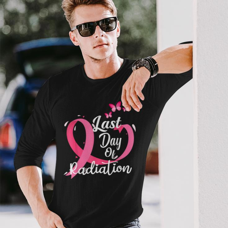 Last Day Of Radiation Treatment Breast Cancer Awareness Long Sleeve T-Shirt Gifts for Him