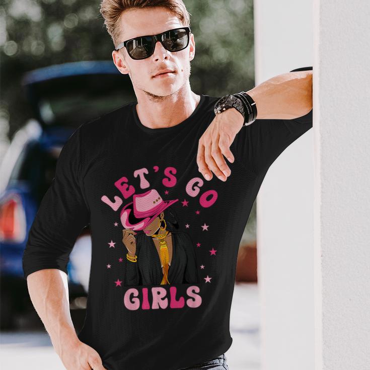 Let's Go Girls Western Black Cowgirl Bachelorette Party Long Sleeve T-Shirt Gifts for Him