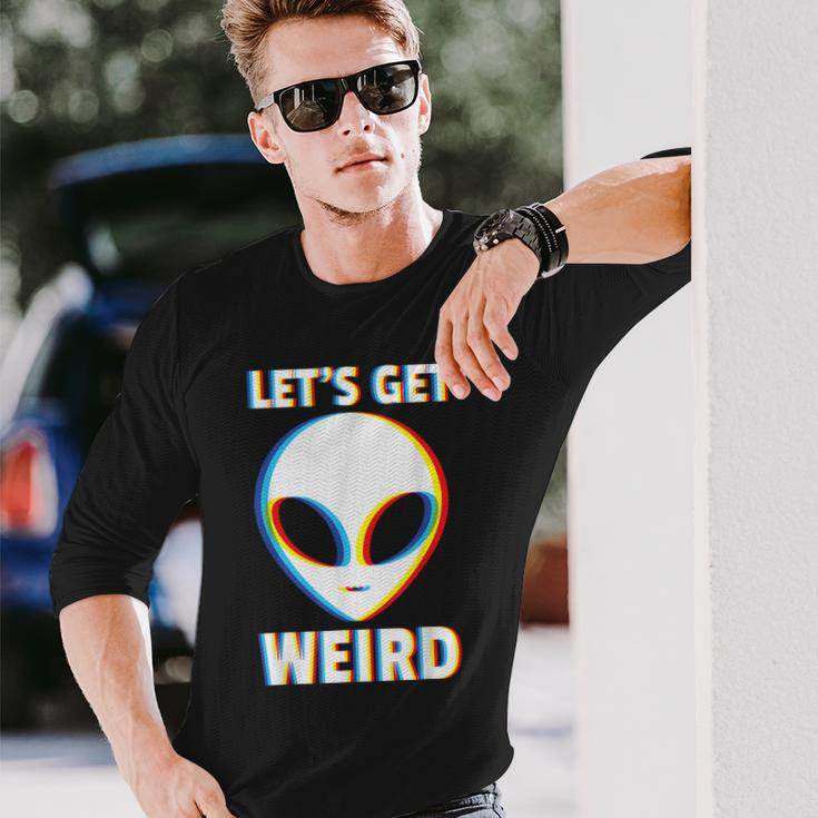 Let's Get Weird Alien Head Glitch Extraterrestrial Long Sleeve T-Shirt Gifts for Him