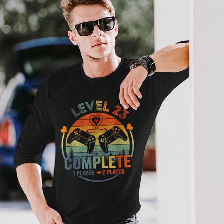 Level 23 Complete Gamer 23Rd Wedding Anniversary Long Sleeve T-Shirt Gifts for Him
