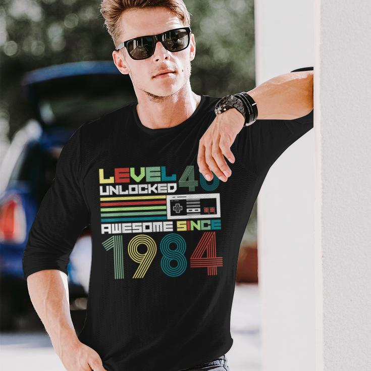 Level 40 Unlocked Since 1984 Video Gamer 40Th Birthday Long Sleeve T-Shirt Gifts for Him