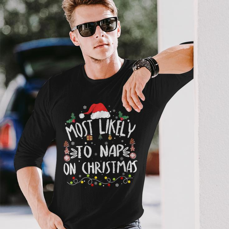 Most Likely To Nap On Christmas Award-Winning Relaxation Long Sleeve T-Shirt Gifts for Him