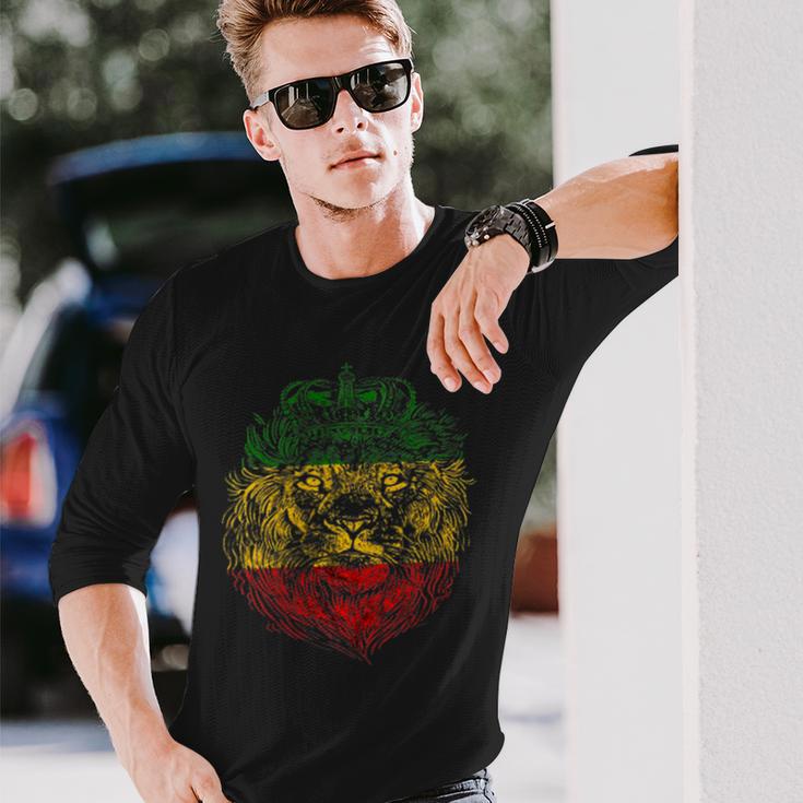 Lion Of Judah Rastafari Roots Rasta Reggae Jamaican Pride Long Sleeve T-Shirt Gifts for Him