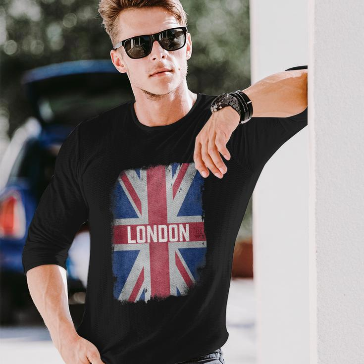 London United Kingdom British Flag Vintage Uk Souvenir Long Sleeve T-Shirt Gifts for Him