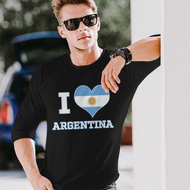 I Love Argentina National Heart-Shaped Flag CountryLong Sleeve T-Shirt Gifts for Him