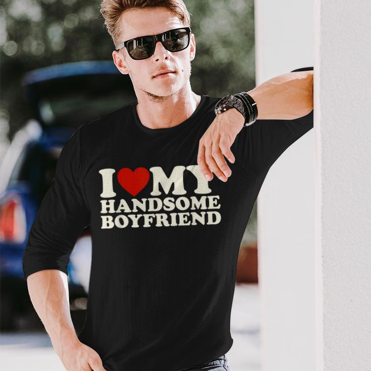 I Love My Boyfriend I Heart My Boyfriend Valentine's Day Long Sleeve T-Shirt Gifts for Him