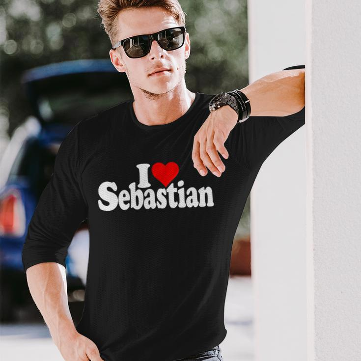 I Love Heart Sebastian Name On A Long Sleeve T-Shirt Gifts for Him