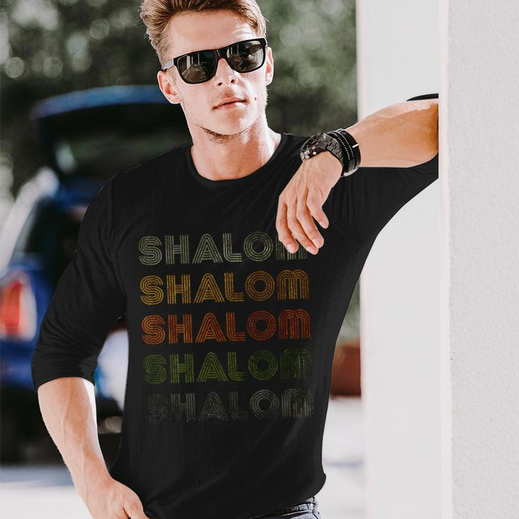 Love Heart Shalom Grunge Vintage Style Black Shalom Long Sleeve T-Shirt Gifts for Him