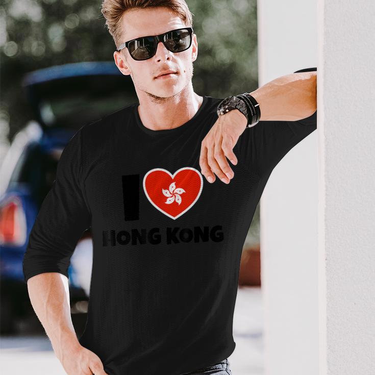 I Love Hong Kong Mit Flagge Und Herz Langarmshirts Geschenke für Ihn