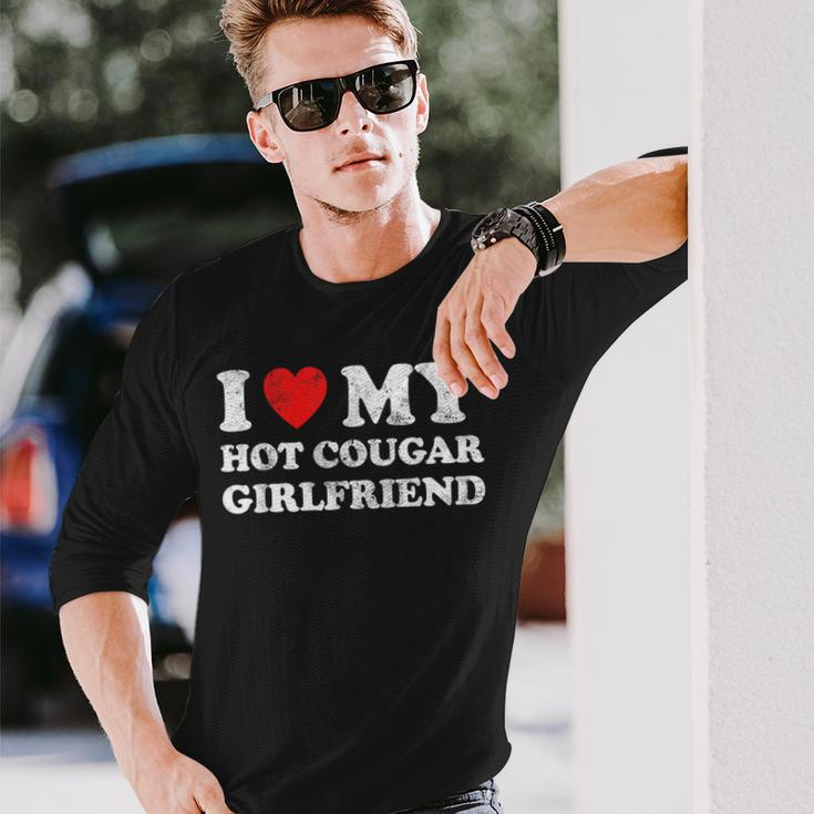 I Love My Hot Cougar Girlfriend Gf I Heart My Hot Girlfriend Long Sleeve T-Shirt Gifts for Him
