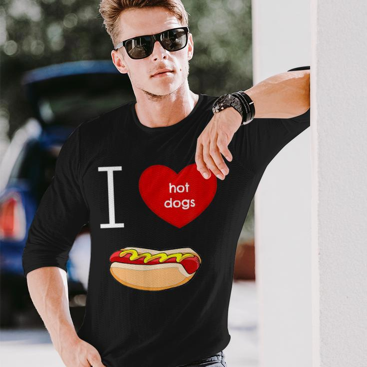I Love Hot Dogs I Heart Hot Dog Sausage Lover'sLong Sleeve T-Shirt Gifts for Him
