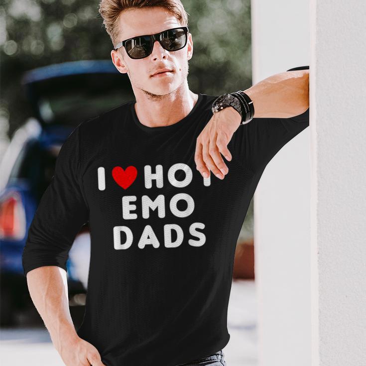 I Love Hot Emo Dads Red Heart Long Sleeve T-Shirt Gifts for Him