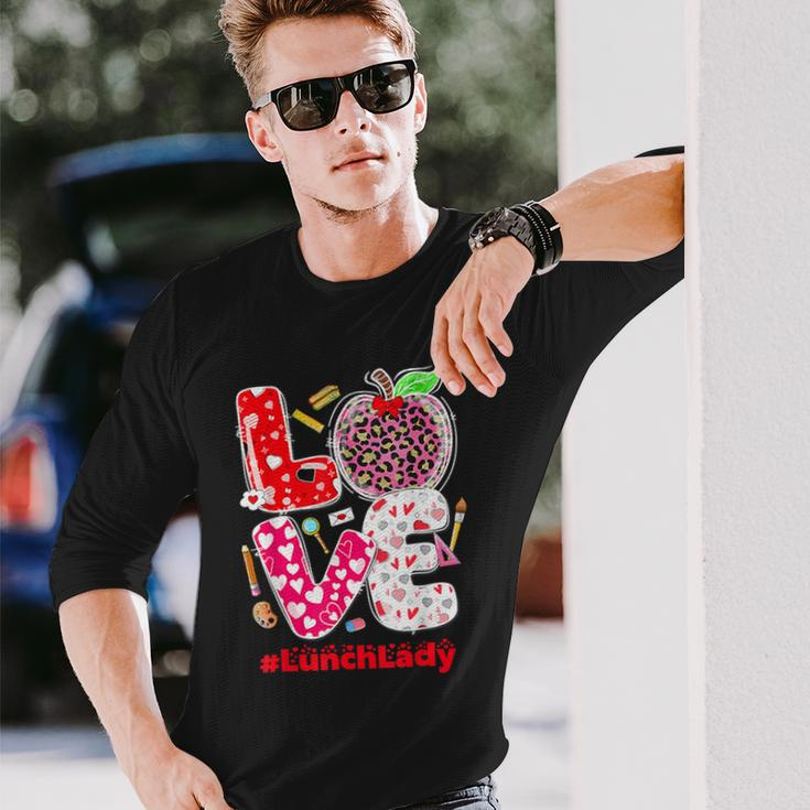 Love Lunch Lady Heart Valentine's Day Cafeteria Worker Long Sleeve T-Shirt Gifts for Him