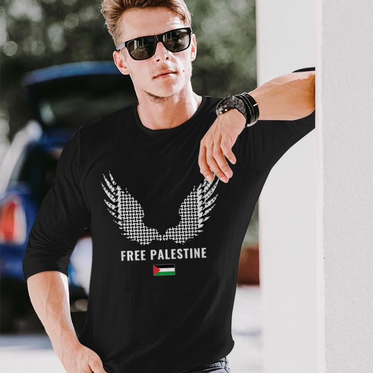 I Love Palestine Free Palestine Gaza Flag Palestinian Scarf Long Sleeve T-Shirt Gifts for Him