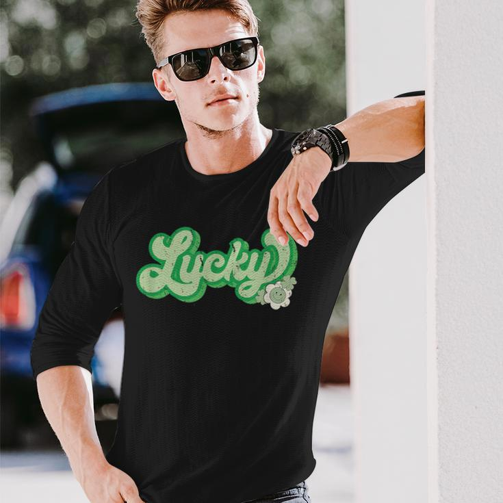 Lucky St Patrick's Day Retro Long Sleeve T-Shirt Gifts for Him