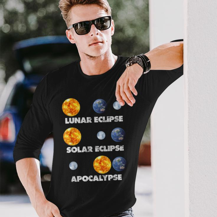 Lunar Eclipse Solar Eclipse Apocalypse Astronomy Long Sleeve T-Shirt Gifts for Him