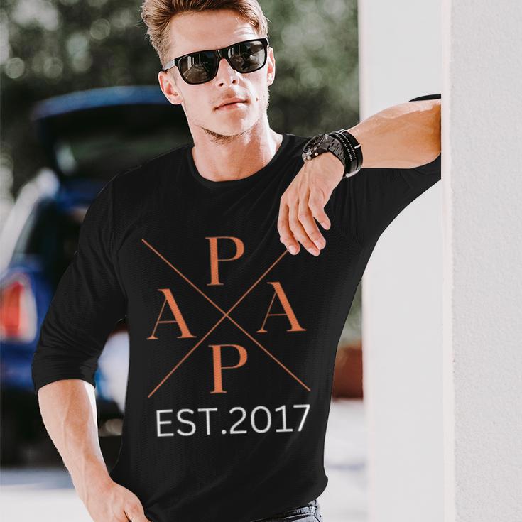 Lustiger Papa Est 2017 Papa Seit 2017 Papa 2017 Langarmshirts Geschenke für Ihn