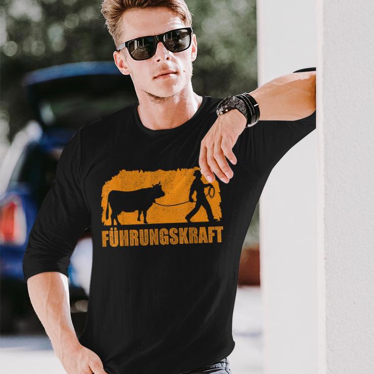 Lustiges Bauern-Langarmshirts Führungskraft, Bauer und Kuh Motiv Geschenke für Ihn