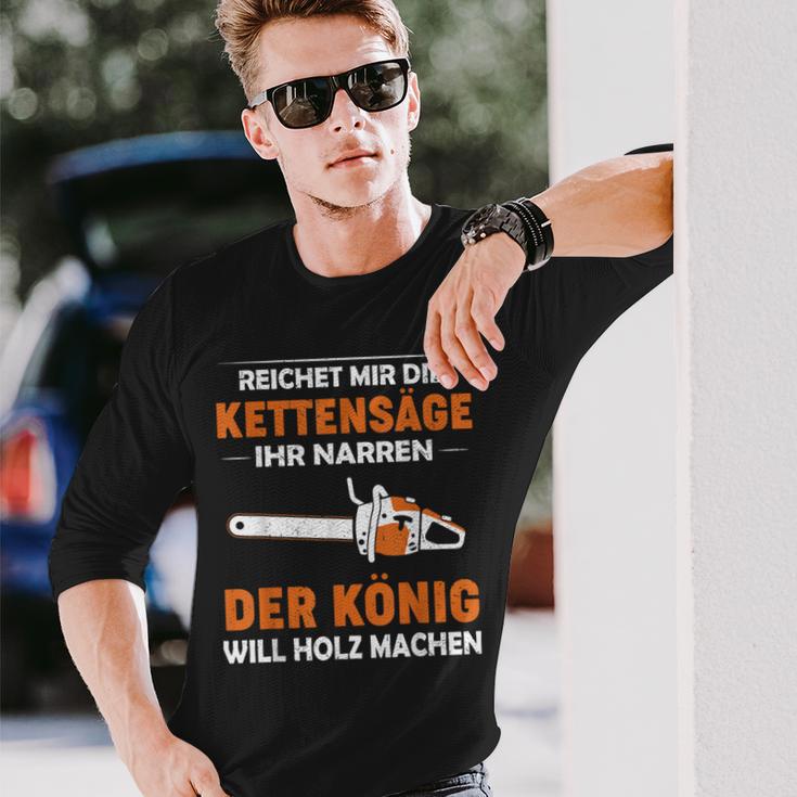 Lustiges Kettensägen-Holzfäller Langarmshirts König des Holzmachens Geschenke für Ihn