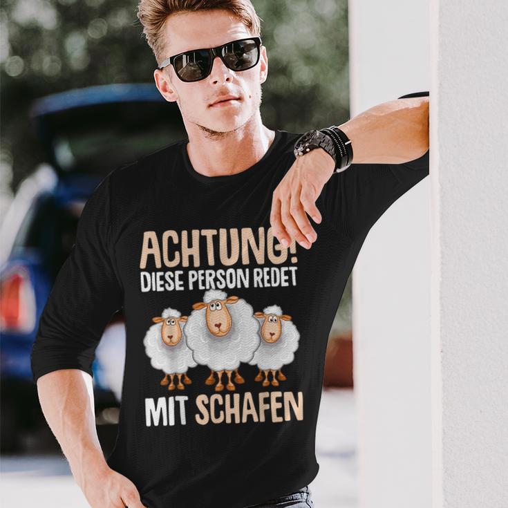 Lustiges Schäfer Langarmshirts Achtung, Rede mit Schafen, Schäferhumor Tee Geschenke für Ihn