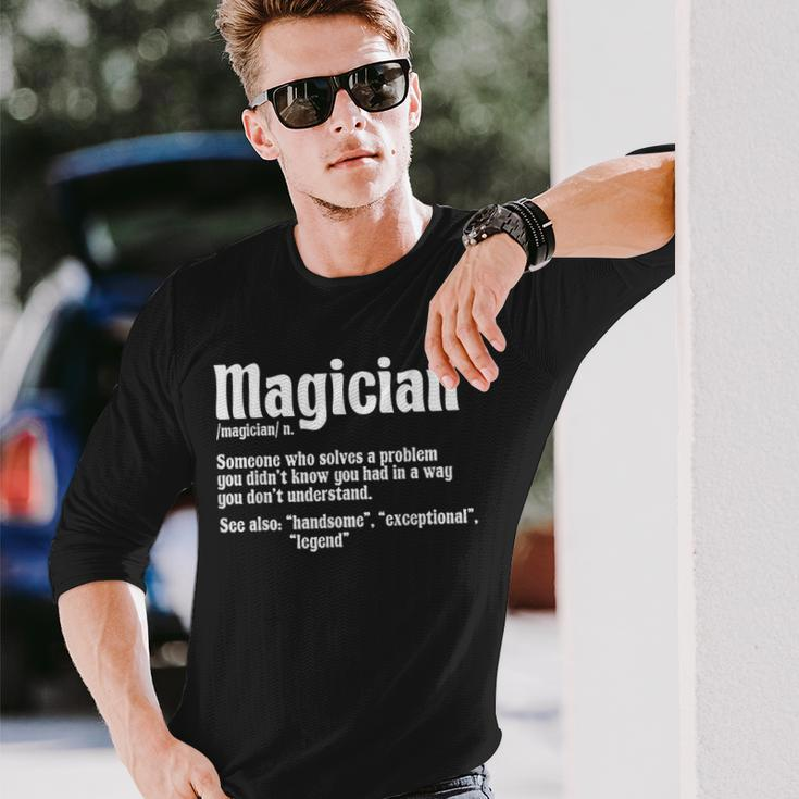 Magician Illusionist Magic Perfomer Magical Card Tricks Long Sleeve T-Shirt Gifts for Him
