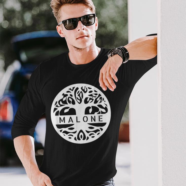 Malone Personalized Irish Name Celtic Tree Of Life Long Sleeve T-Shirt Gifts for Him