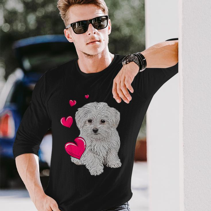 Maltese Dog And Heart Dog Langarmshirts Geschenke für Ihn