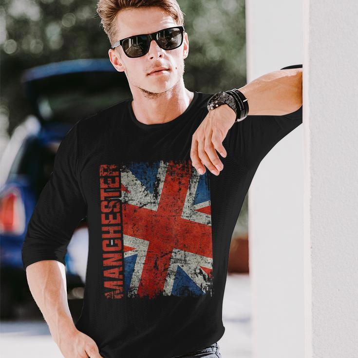 Manchester England United Kingdom British Jack Union Flag Long Sleeve T-Shirt Gifts for Him