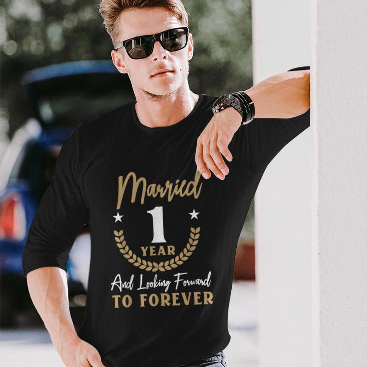 Married 1 Year 1St Wedding Anniversary Couples Matching Long Sleeve T-Shirt Gifts for Him