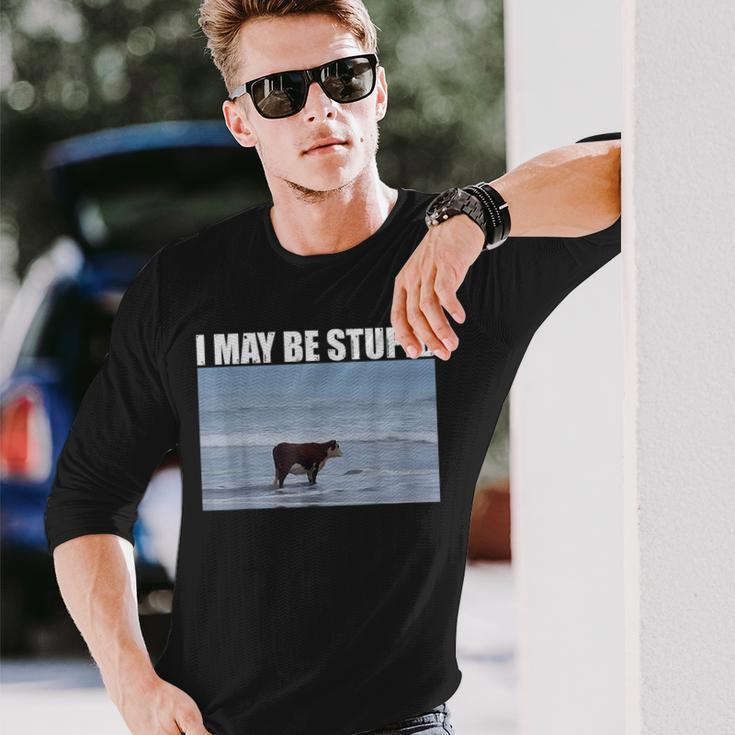 I May Be Stupid Cow Meme I May Be Stupid Long Sleeve T-Shirt Gifts for Him