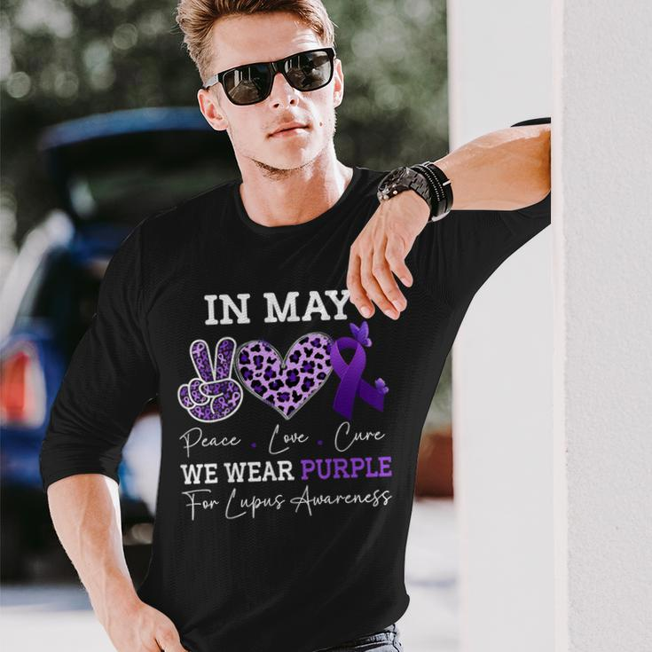 In May We Wear Purple Lupus Awareness Ribbon Purple Lupus Long Sleeve T-Shirt Gifts for Him