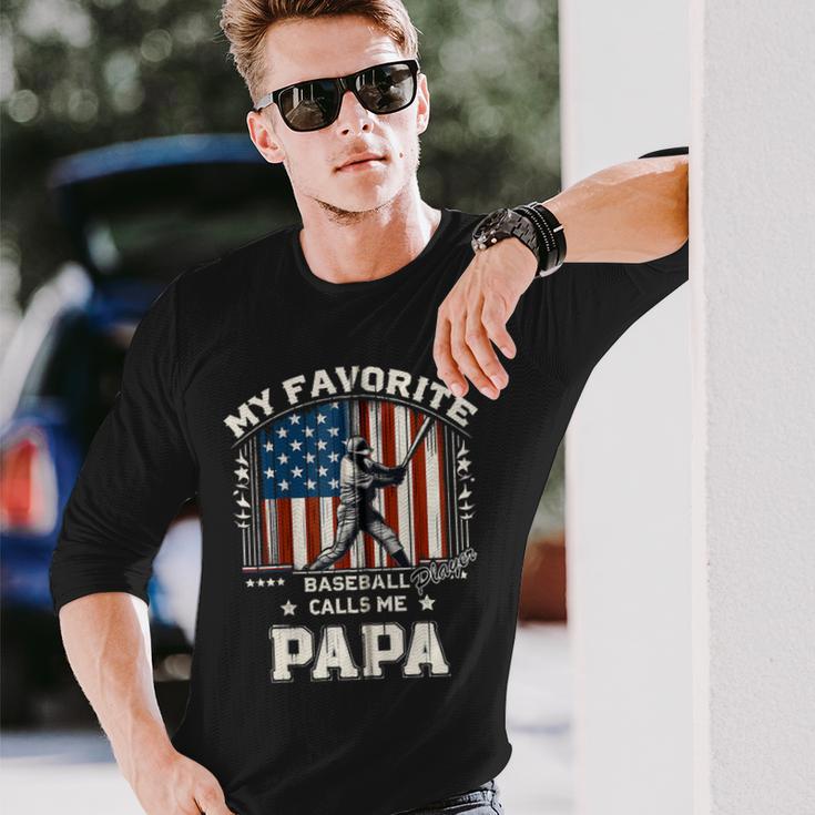 Mein Lieblings-Baseballspieler Nennt Mich Papa American Flag Dad Kapuzenjacke Langarmshirts Geschenke für Ihn