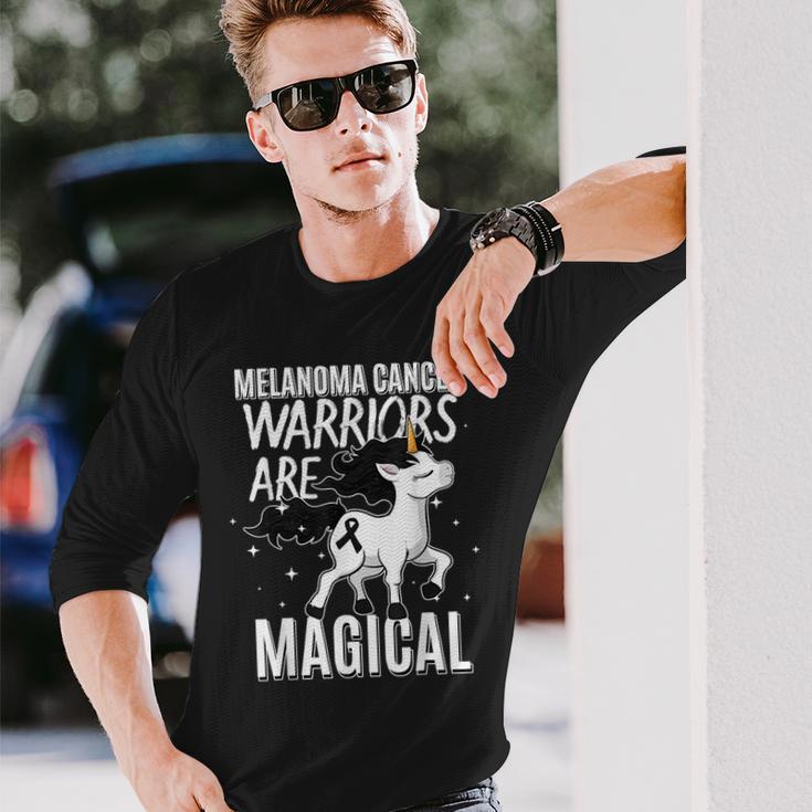 Melanoma Cancer Magical Unicorn Black Ribbon Dermatologist Long Sleeve T-Shirt Gifts for Him