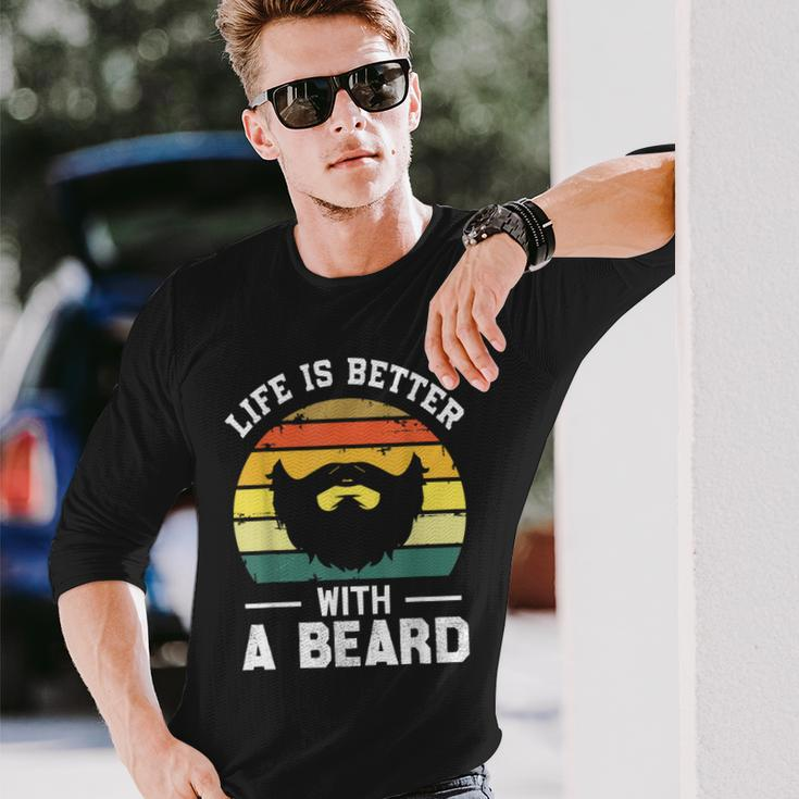 Men's Life Is Better With A Beard For Dad Man Long Sleeve T-Shirt Gifts for Him