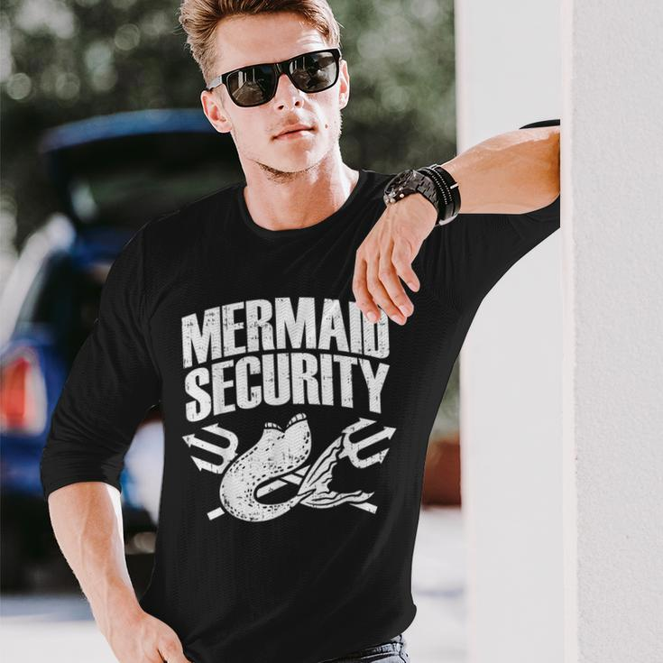 Mermaid Security Matching Family Birthday Pool Party Mer-Dad Long Sleeve T-Shirt Gifts for Him