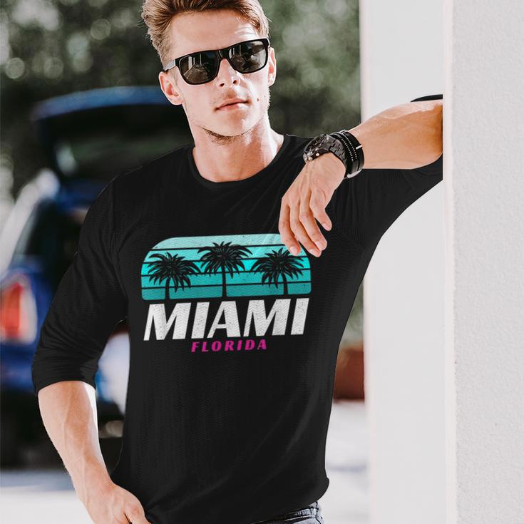 Miami Souvenir Vintage 80S Beach South Beach Florida Long Sleeve T-Shirt Gifts for Him