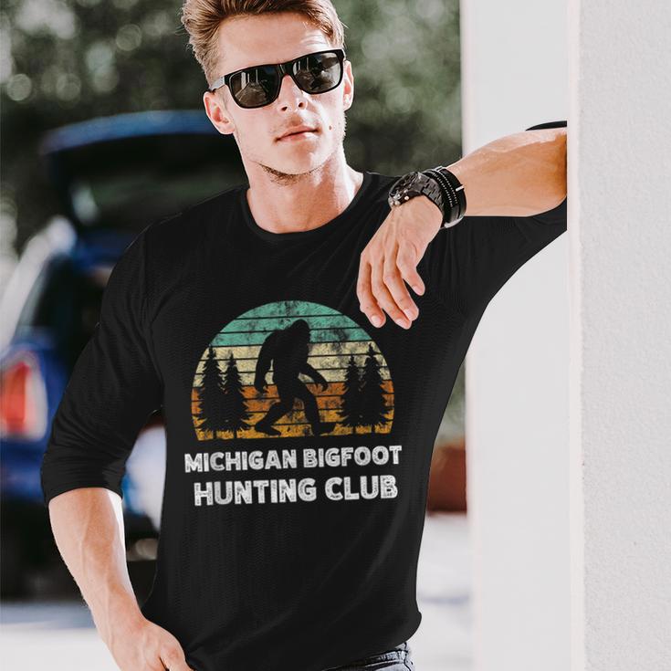 Michigan Bigfoot Hunting Club Sasquatch Fan Long Sleeve T-Shirt Gifts for Him