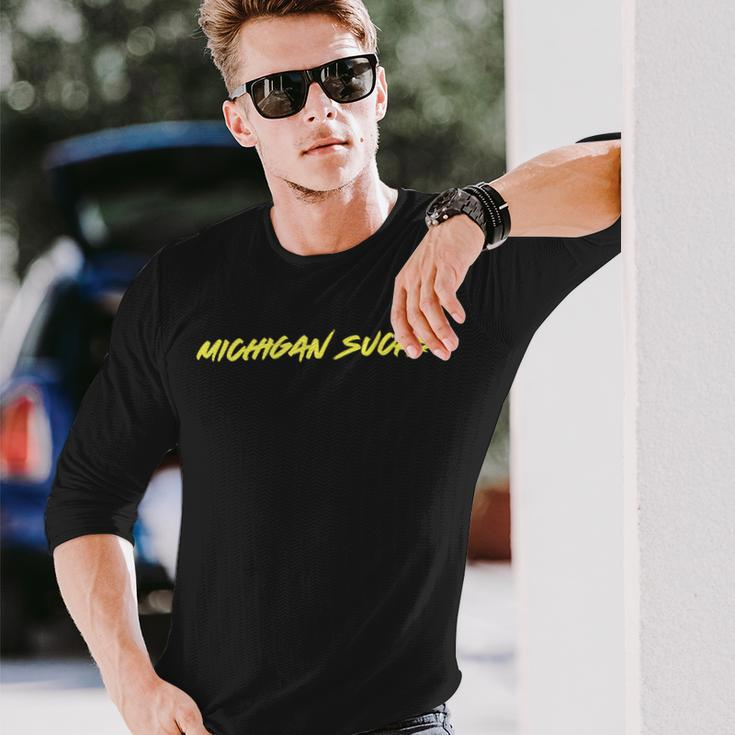 Michigan Sucks Minimalist Hater Long Sleeve T-Shirt Gifts for Him
