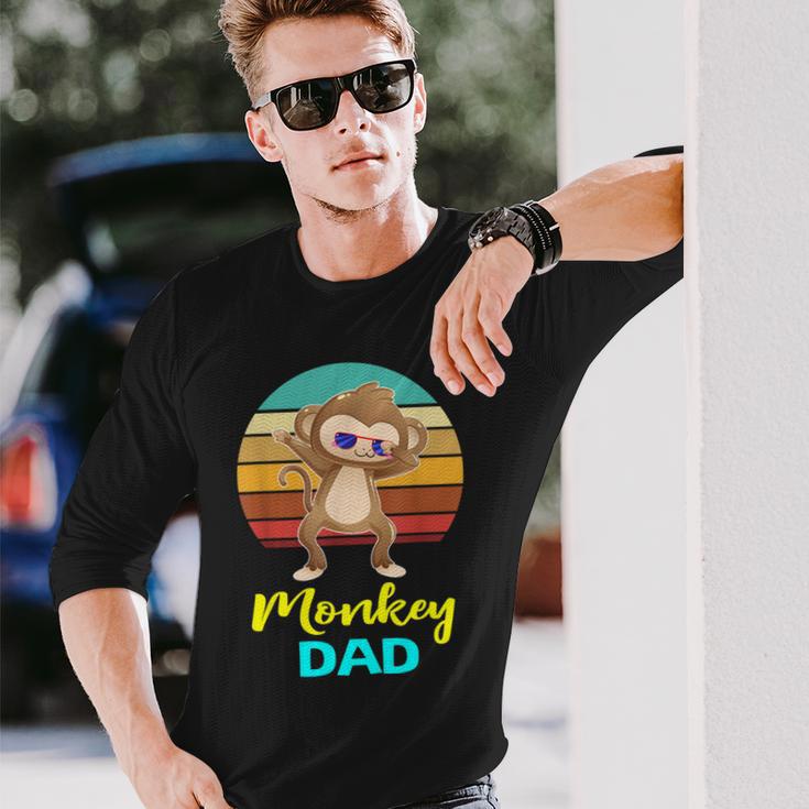 Monkey Dad Lovers Daddy Fathers Long Sleeve T-Shirt Gifts for Him