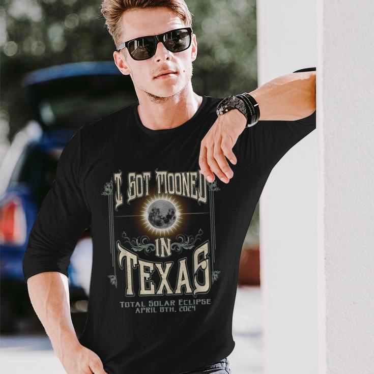 I Got Mooned In Texas Total Solar Eclipse 2024 Long Sleeve T-Shirt Gifts for Him