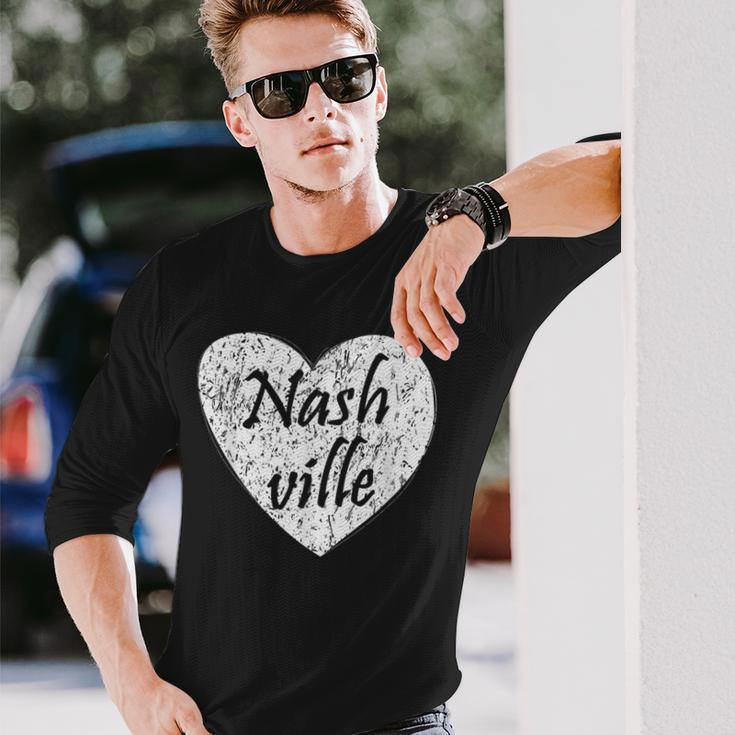 Nashville Heart Tennessee Country Music Pride Long Sleeve T-Shirt Gifts for Him