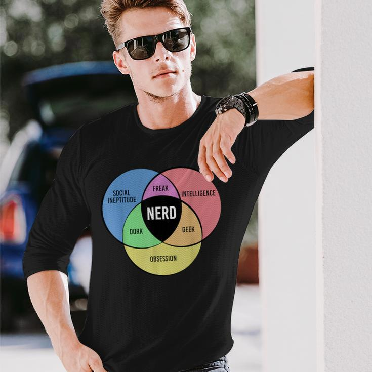 Nerd Geek Freak Dork Intelligence Obsession Saying Long Sleeve T-Shirt Gifts for Him