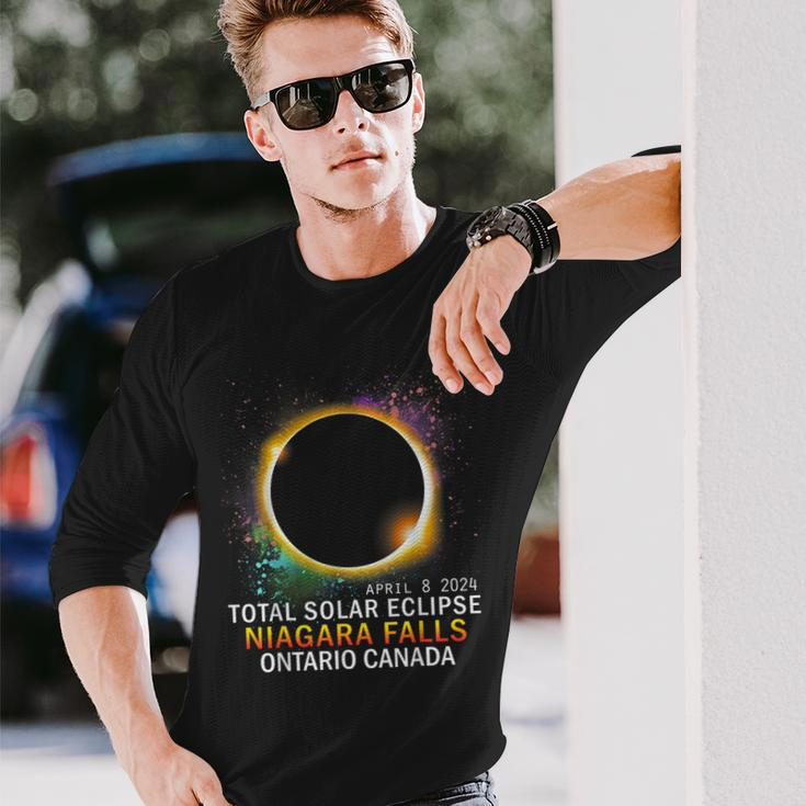 Niagara Falls Ontario Canada Total Solar Eclipse 2024 Long Sleeve T-Shirt Gifts for Him