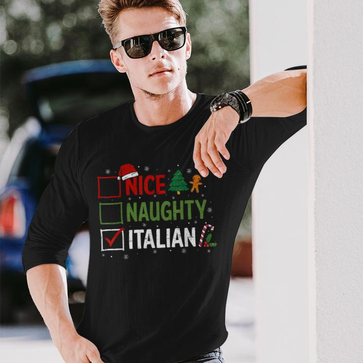Nice Naughty Italian Christmas Xmas Santa Hat Long Sleeve T-Shirt Gifts for Him