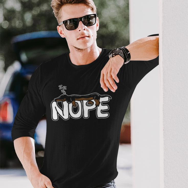 Nope Lazy Dachshund Dog Lover Long Sleeve T-Shirt Gifts for Him