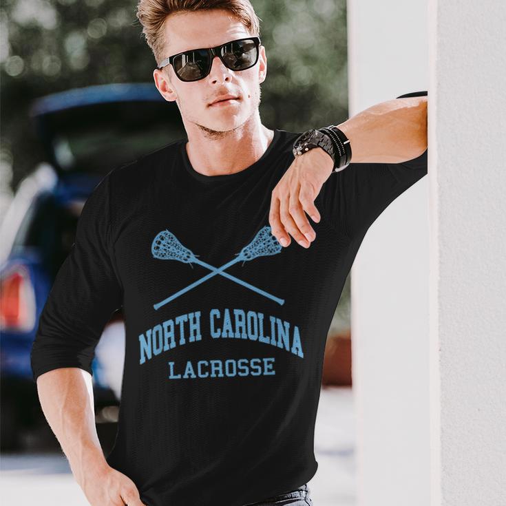 North Carolina Lacrosse Vintage Nc Lax Weathered Long Sleeve T-Shirt Gifts for Him