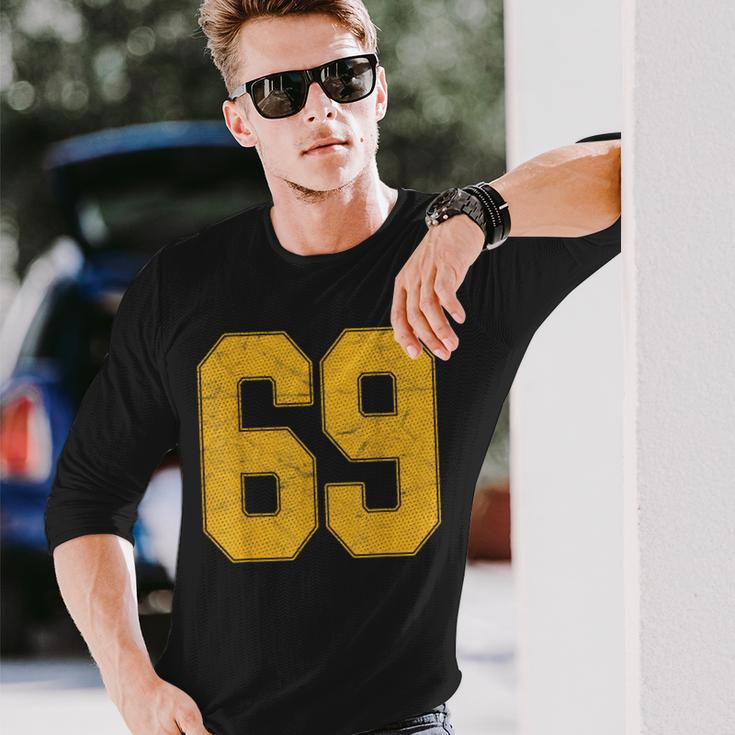 Number 69 Numbered Uniform Sports Team Jersey 69Th Birthday Long Sleeve T-Shirt Gifts for Him